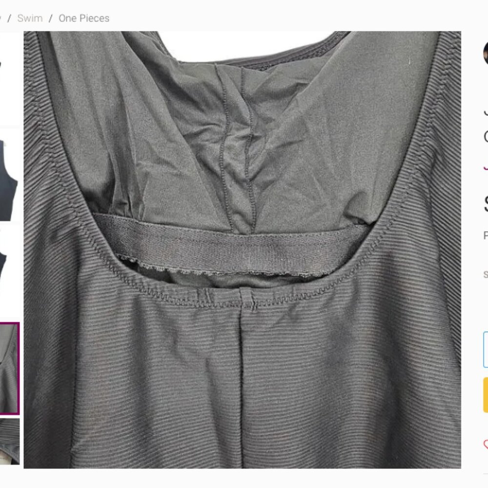 NEW J. Crew plus size 22 or 3X Ribbed Square neck one piece black - Picture 4 of 6